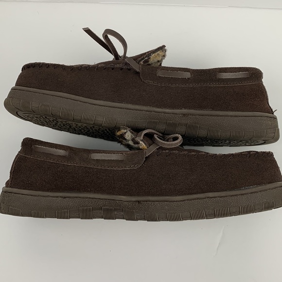 MUK LUKS mens brown cow suede slippers size 11 - Picture 8 of 12